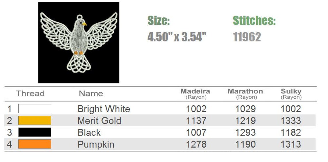 Photo inspiration: Visual Reference: Fsl Dove Celtic Knot Bird Free Standing Lace Machine Embroidery