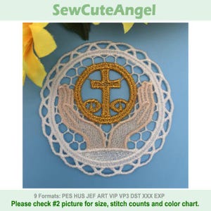 FSL Lace Cross, Delicate Lace - Free Standing Lace Machine Embroidery Designs Instant Download 4x4 hoop SCA0485-007