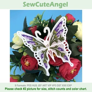 FSL Spring Lavender Butterfly - Free Standing Lace Machine Embroidery ...
