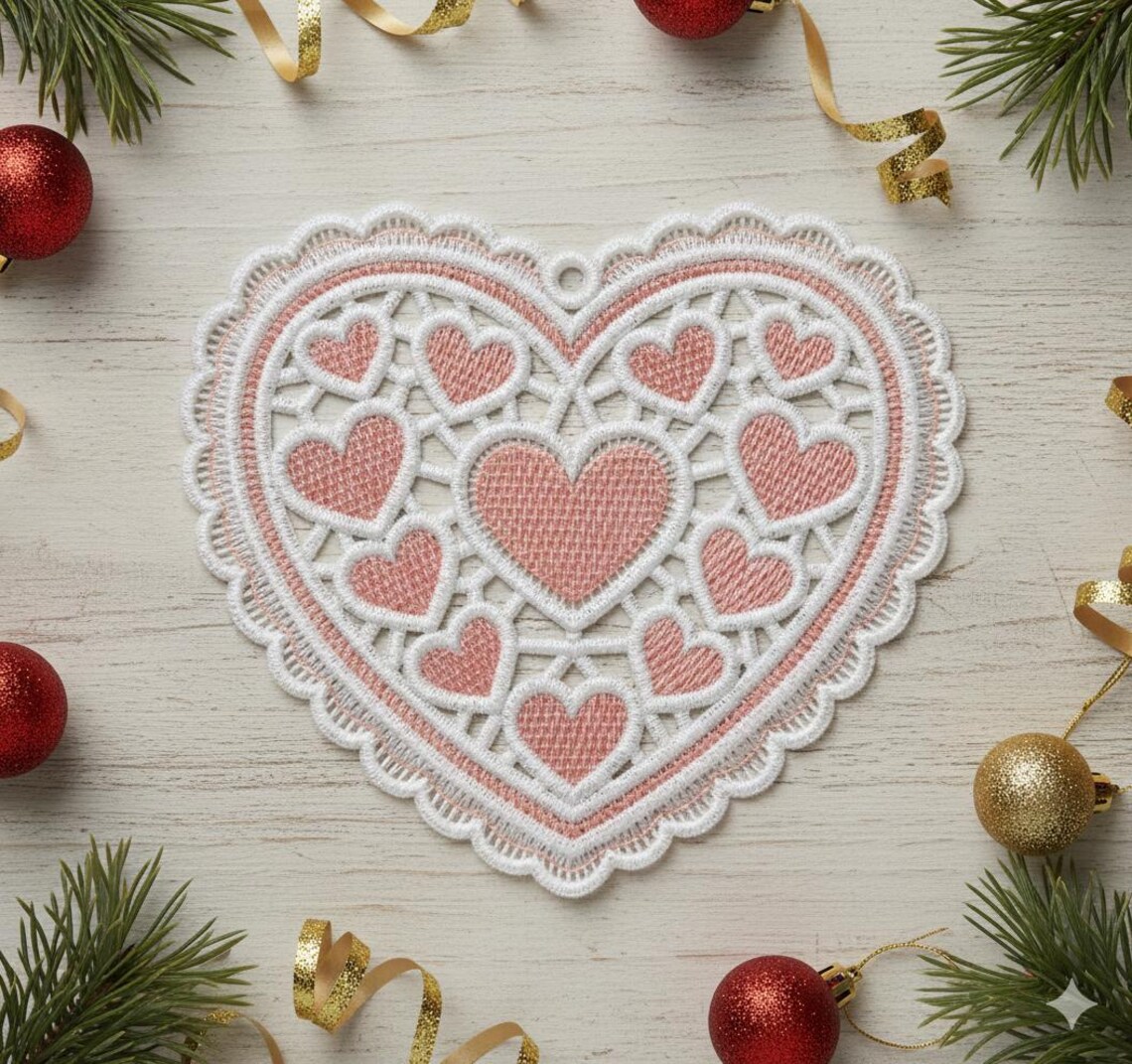 FSL Pink Heart - Free Standing Lace Machine Embroidery Designs Instant ...