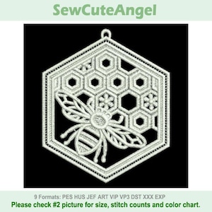 FSL Bee, Heavenly Aura, Serene Celestial  - Free Standing Lace Machine Embroidery Designs Instant Download 4x4 hoop SCA0215-001