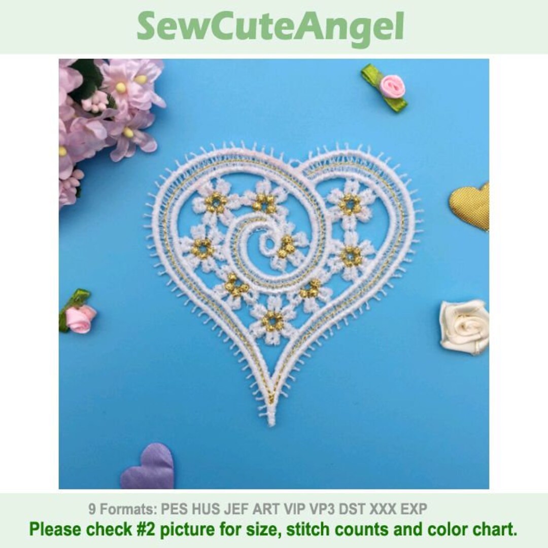 FSL Golden Valentine Heart - Free Standing Lace Machine Embroidery ...