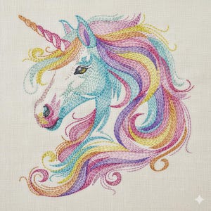 Majestic Rainbow Unicorn, Whimsical Dreamscape, Colorful Fantasy - Machine Embroidery Designs Instant Download 4x4 5x5 6x6 hoop APE4015-004
