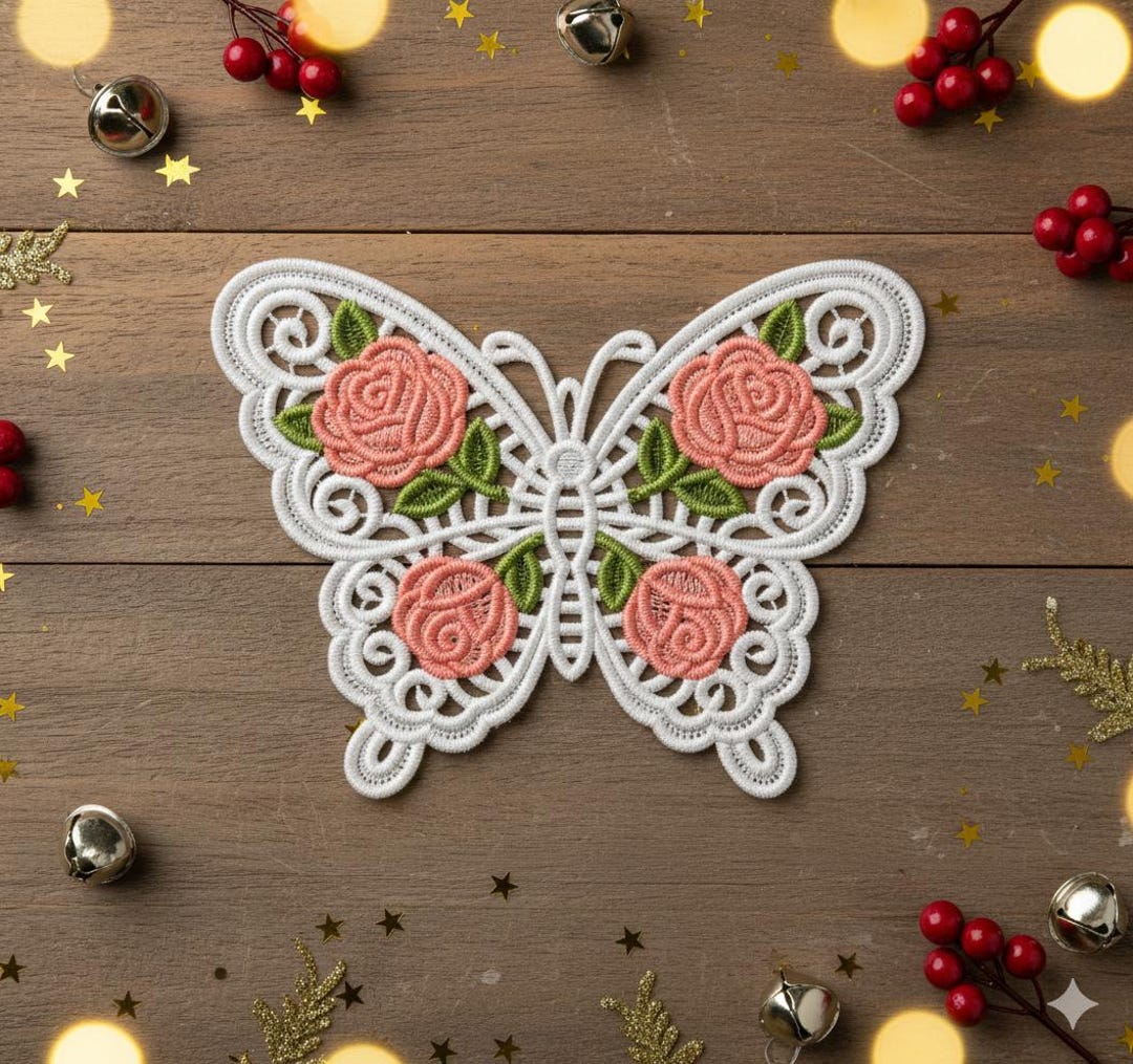 FSL Rosy Butterfly - Free Standing Lace Machine Embroidery Designs ...