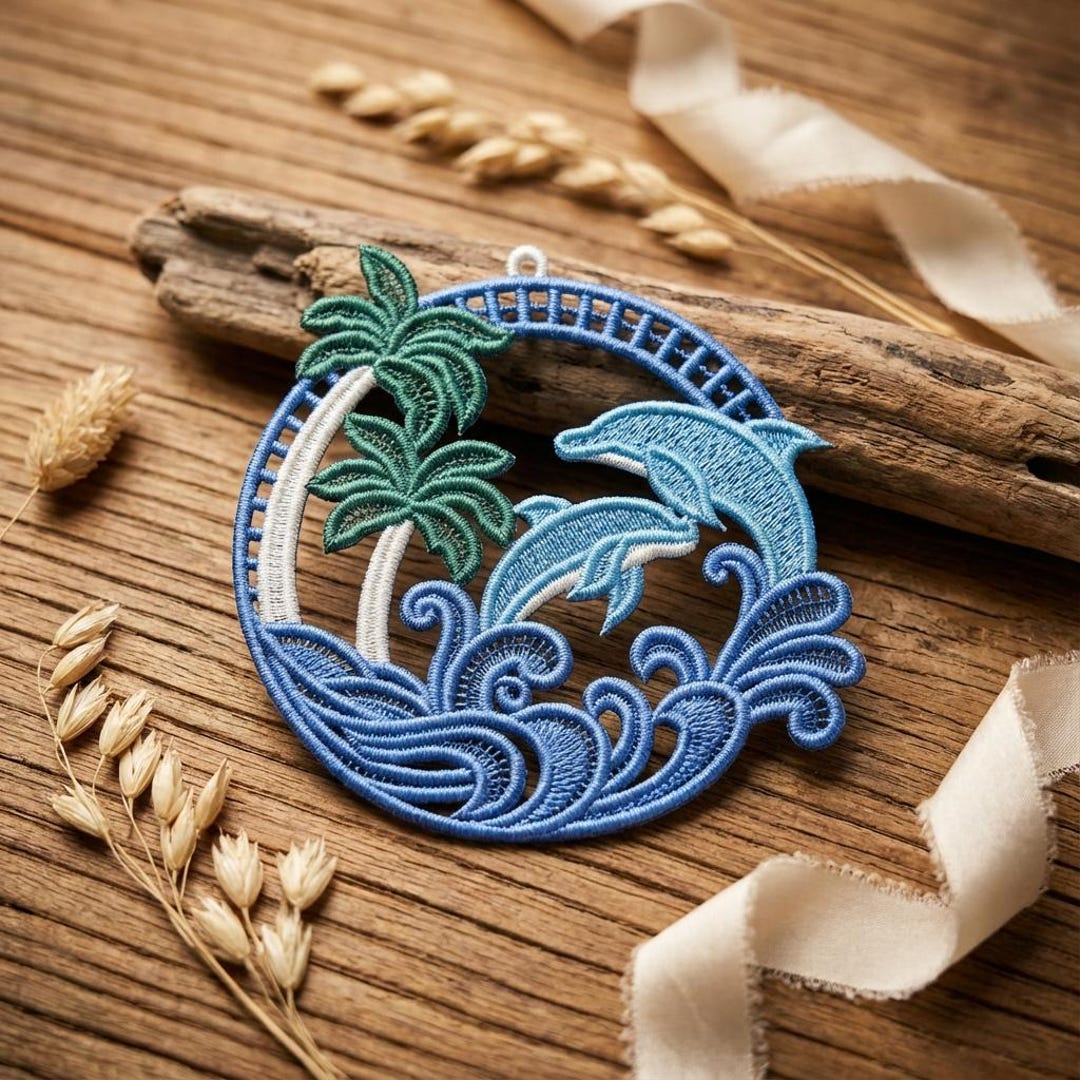 FSL Blue Dolphin Circle, Tropical Oasis - Free Standing Lace