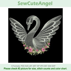 The Beauty Of Whitework - Swan - Machine Embroidery Designs Instant Download 4x4 5x5 6x6 hoop APE3411-001