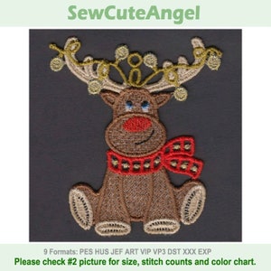 FSL Golden Christmas Reindeer - Free Standing Lace Machine Embroidery Designs Instant Download 4x4 hoop APE2323-009