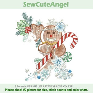 Gingerman - Snowy Christmas - Machine Embroidery Designs embroidery pattern Instant Download 5x5 6x6 8x8 hoop APE3397-03