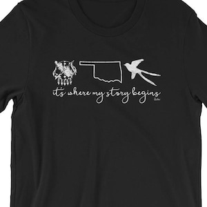 Het is waar mijn verhaal begint Oklahoma symbool Tshirt