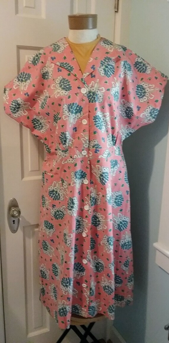 1940s 40s floral print day dress XLG Plus Size