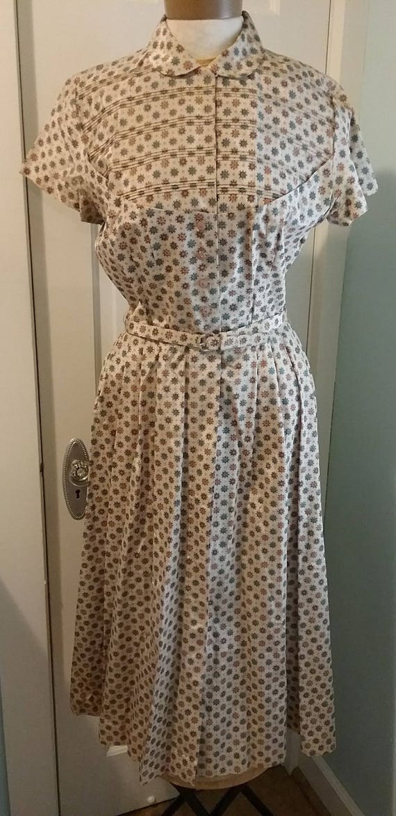 1940s 40s 1950s 50s yoke front shirt dress - image 1