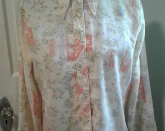 Lot of 3 1960 60s 1970 70s Ladies Long Sleeve Shirts Blouses