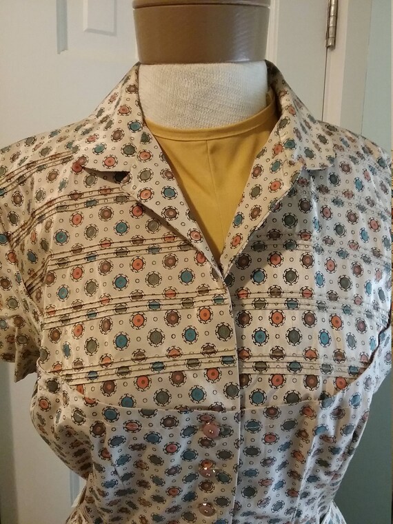 1940s 40s 1950s 50s yoke front shirt dress - image 3