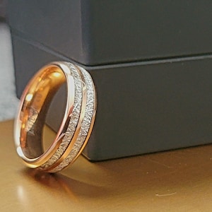 womens rose gold silver meteorite 6mm wedding band, anniversary ring, promise ring for him or her, custom tungsten engagement band