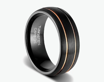 Mens wedding band, black wedding band, mens tungsten ring, black gold ring,promise ring,gold and black mens ring,custom rings, gifts for him