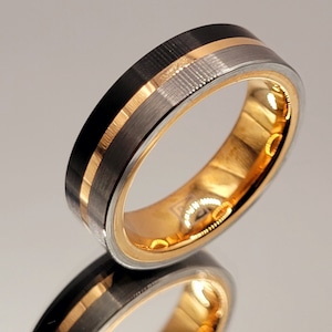 Mens rose gold 4 peice tungsten wedding ring 6mm size 8.5 limited custom unique wedding band unisex promise ring