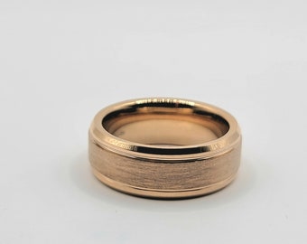 Bague de mariage en tungstène en or rose 8mm pour hommes femmes, bande anniversaire pour lui ou elle, bague de promesse unique sur mesure gravée, vente, unisexe