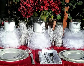 Wedding dress centerpiece, Wedding reception centerpiece, Wedding dress decorations