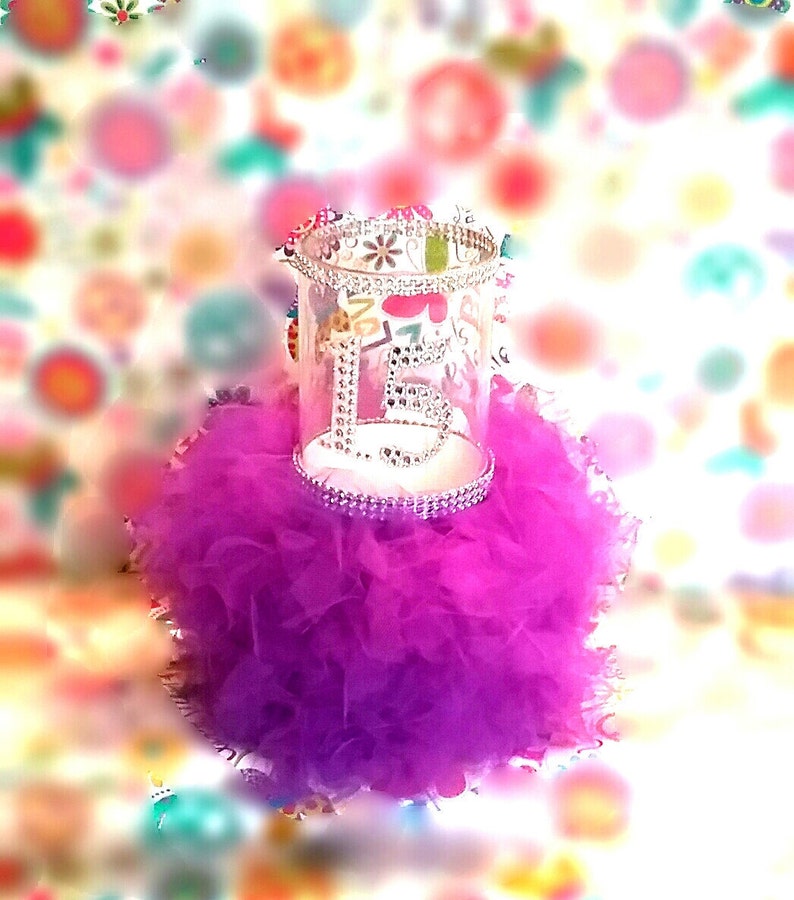Happy Quinceanera Party Vase Quinceanera Centerpiece Purple Etsy
