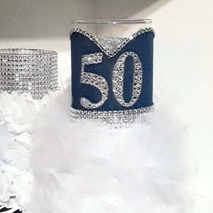 Denim and Glitter Centerpiece Vase: Country Chic Party Decor