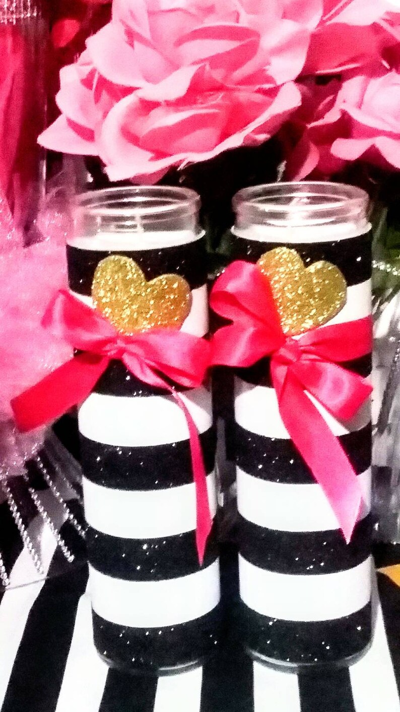 Black and white stripe Candle Stripe Candle centerpiece 2 Etsy