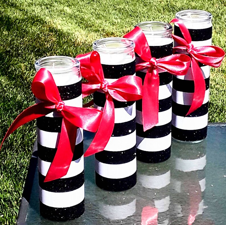 Black and white stripe Candle Stripe Candle centerpiece 2 Etsy