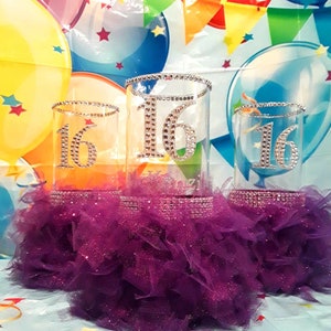 Sweet 16 Centerpiece: Rhinestone Numbered Vase, Party Decoration