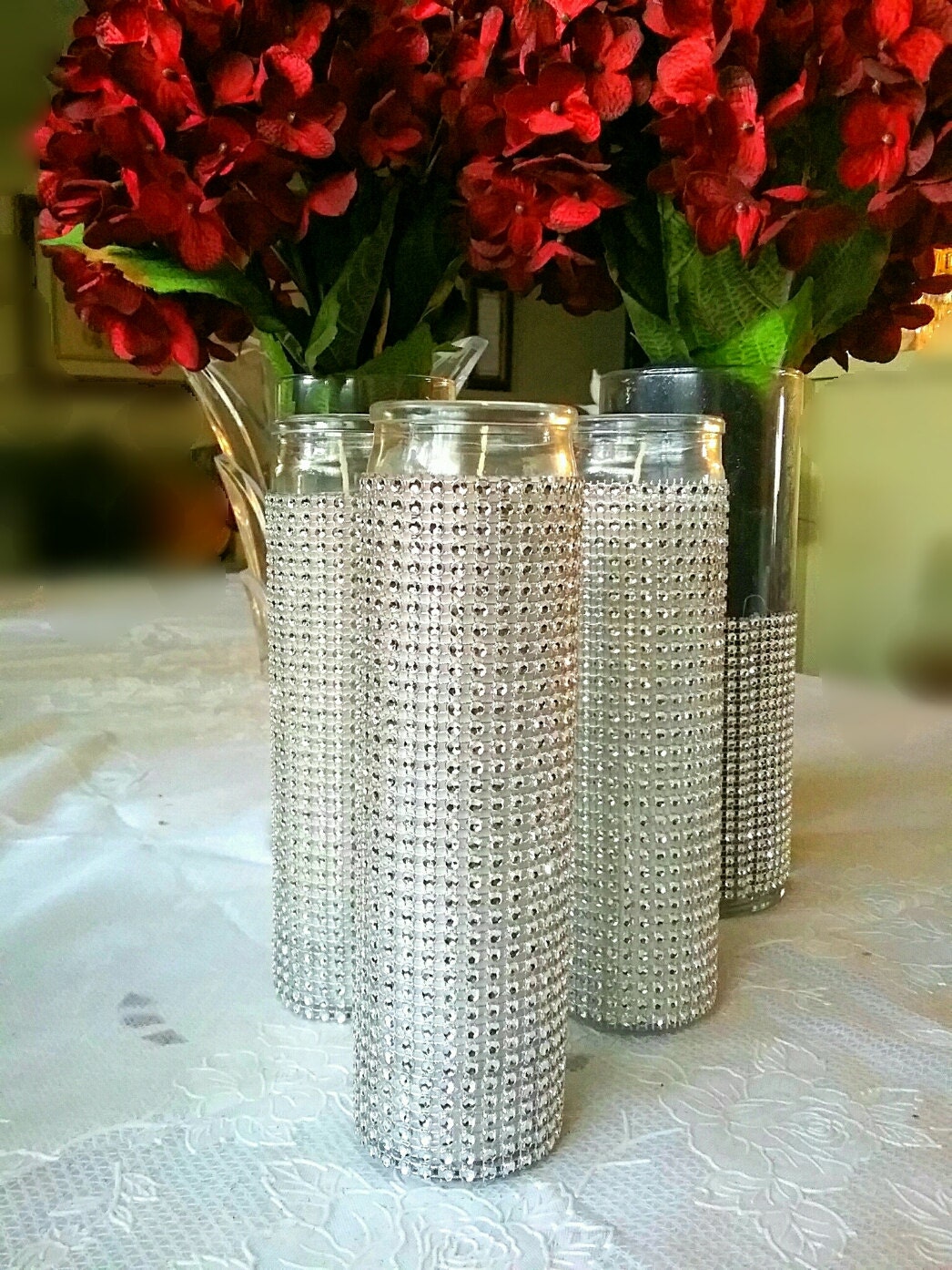 3 Bling centerpiece candles Sparkle 3 piece candle Candles Etsy