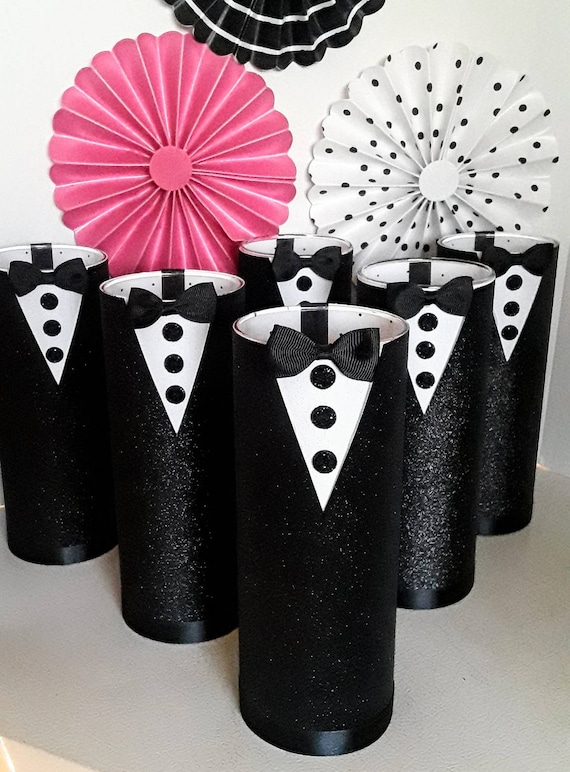 6 Pcs. Pink and Black Centerpiece Set, Pink and Black Birtday Party  Decorations, Wedding Centerpieces in Black Andpink, Black and Pink Party -   Denmark