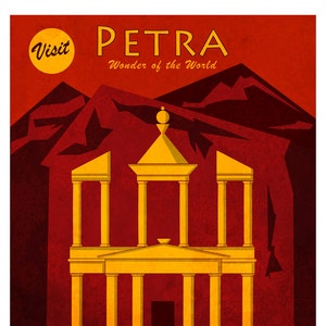 Petra, Jordan Vintage Style Travel Poster