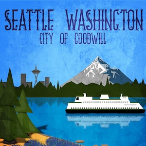 Seattle Vintage Style Travel Poster
