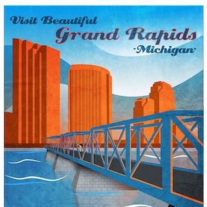 Grand Rapids Vintage Style Travel Poster