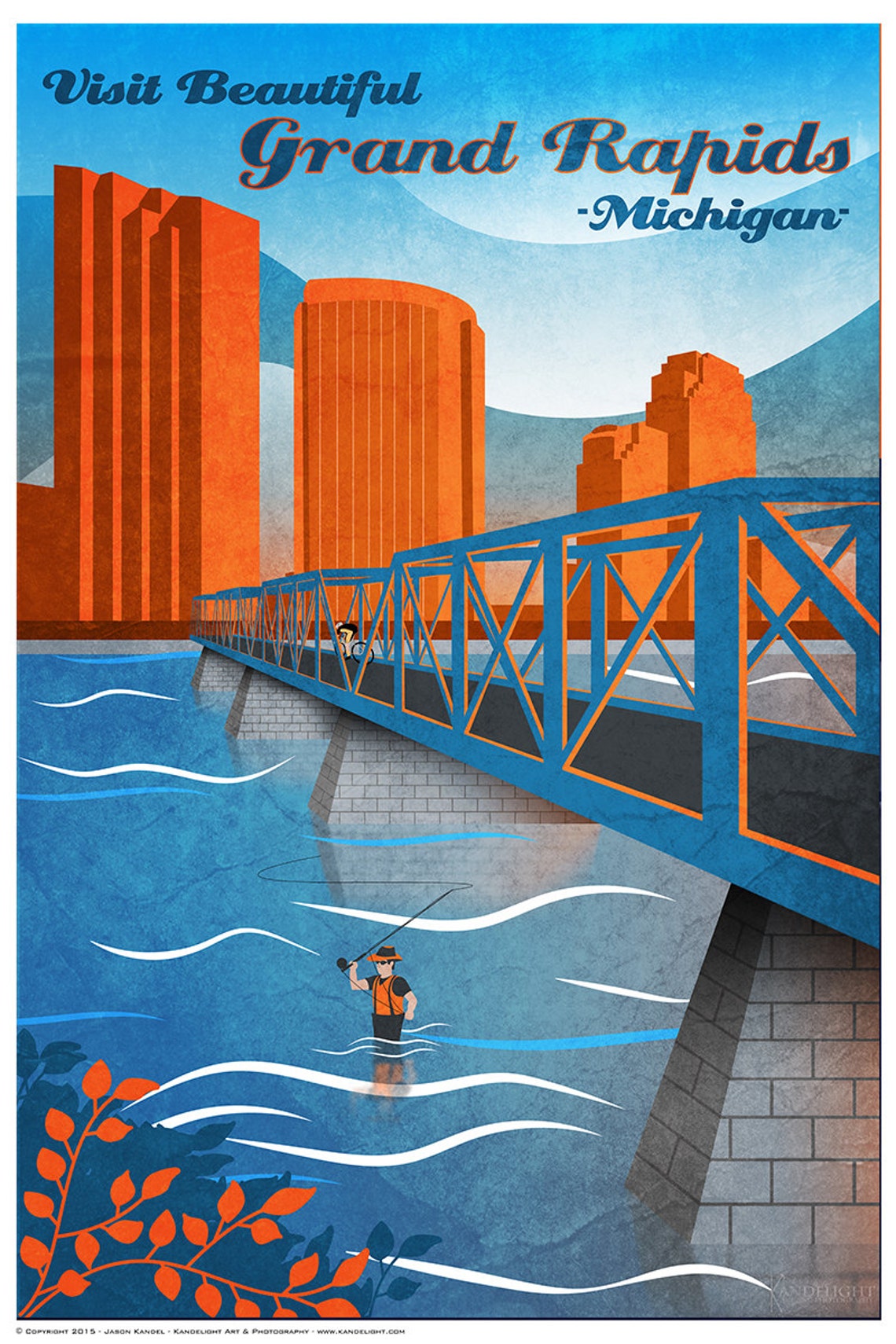 Grand Rapids Vintage Style Travel Poster Etsy