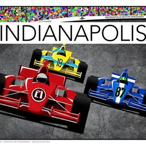 Indianapolis 500  Vintage Style Travel Poster
