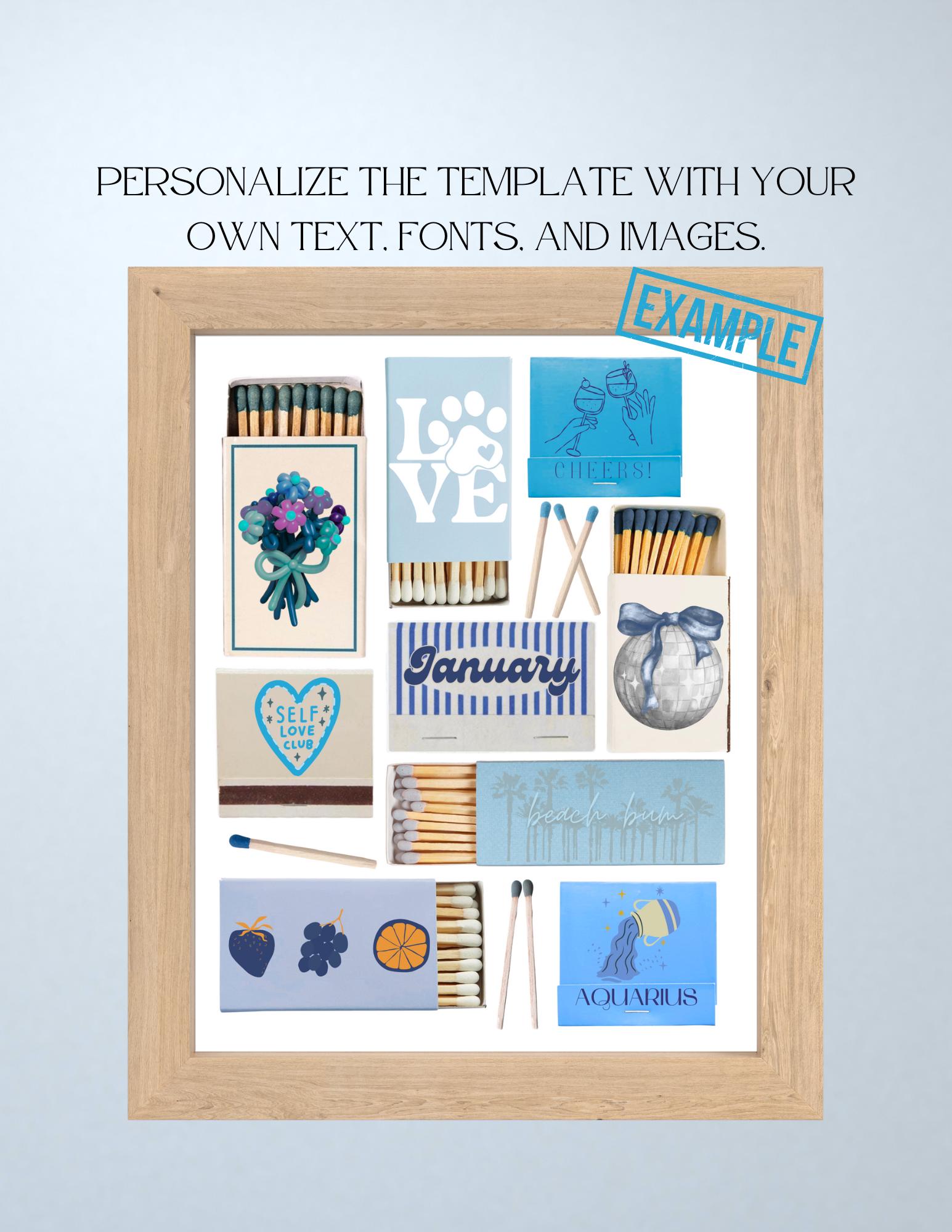 Matchbook Poster Template, Blank Matchbook Digital Download, Custom ...