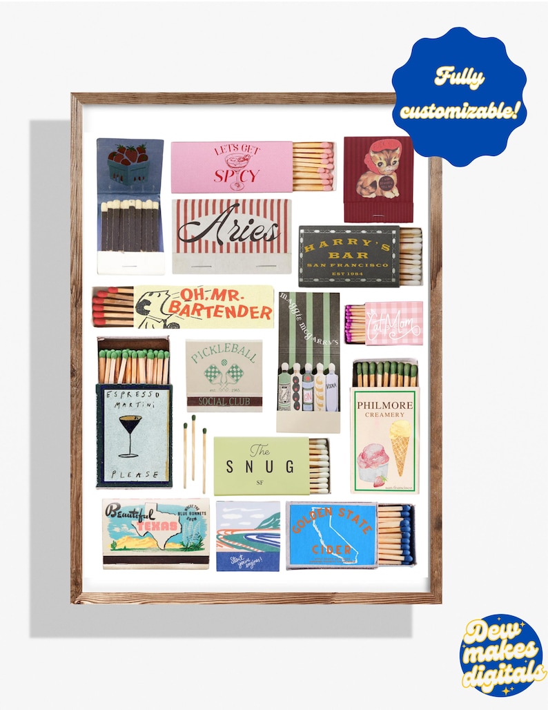 Personalized Matchbook Art Print: Custom Digital Download - Etsy