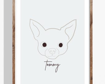 Custom Outline Pet Portrait, Personalized Gift (Digital Download)