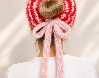 Coletero con lazo de mohair, cinta para el cabello de punto esponjoso, accesorio para el cabello con cinta extragrande