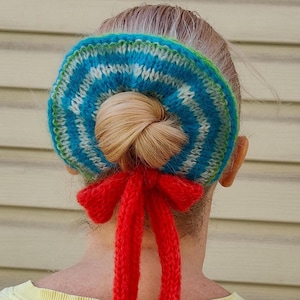 Giant Mohair Scrunchy Knitted Striped Bow