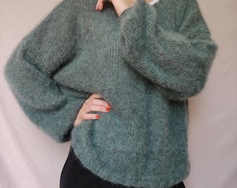 Alpaca Mohair Sweater, Oversized Knit Pullover, Soft Fuzzy Sweater
