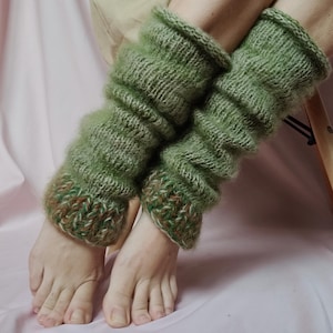 Hand Knitted Legwarmers, Womens Knee High Welly Socks, Soft Woolen Footless Yoga Pilates Leg Warmens, Yoga Lover Gift