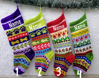 Christmas stocking cat dog pet, knit Christmas stocking kits,personalized Christmas stockings kit,knitted vintage stockings,custom stockings