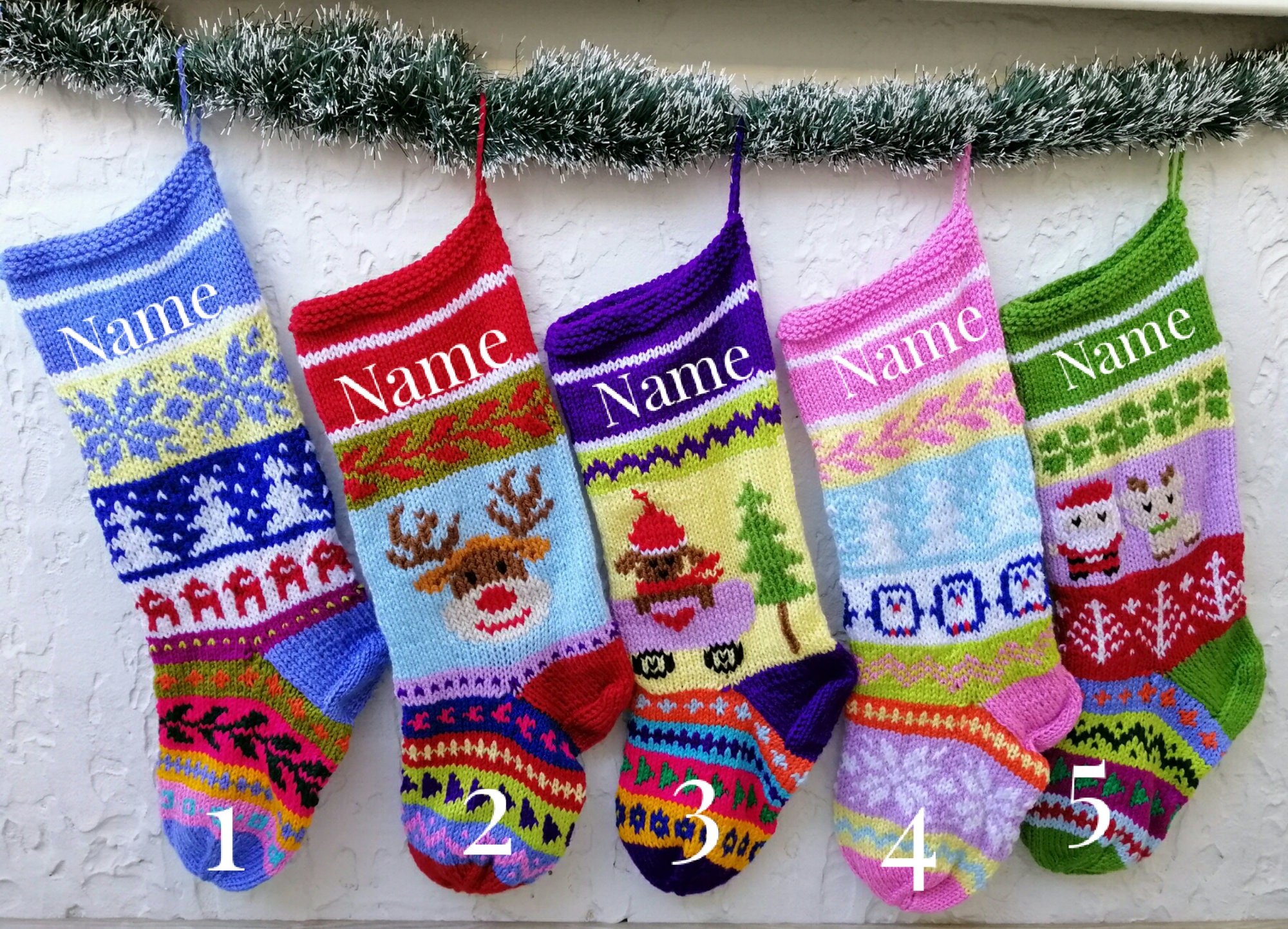 Christmas Stockings Personalized Set Of 5 Christmas Socks Etsy