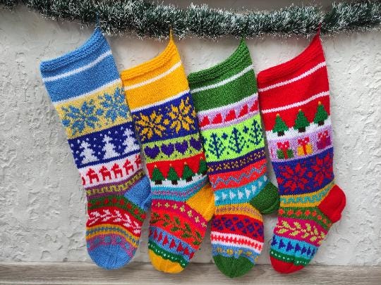 Christmas Stockings Pattern in PDF Format. Customizable Knitting ...