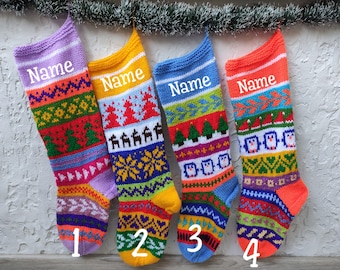 knit Christmas stockings set, nordic stockings Santa, Trees, Christmas decoration, custom stocking for kids