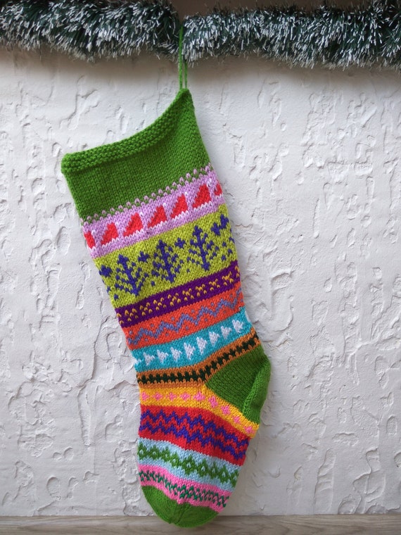Big Knitted Christmas Stocking With Name Hand Knit Personalized Green Santa Trees Christmas Decoration Big Knitted Christmas Stocking With Name Hand Knit Personalized Green Santa Trees Christmas Decoration