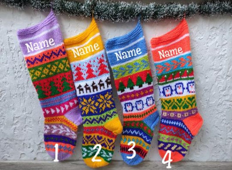 Christmas Stockings Pattern in PDF Format. Customizable Knitting ...