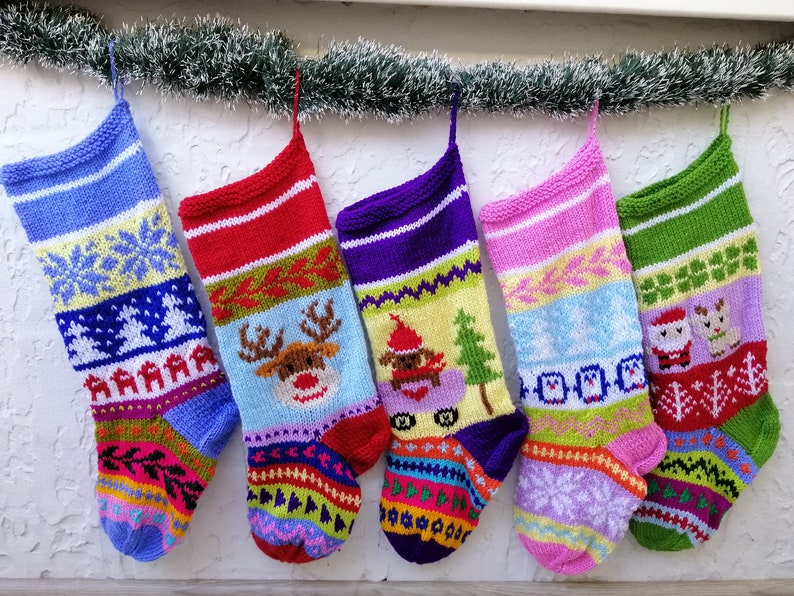 Christmas stockings personalized set of 5 Christmas socks Etsy