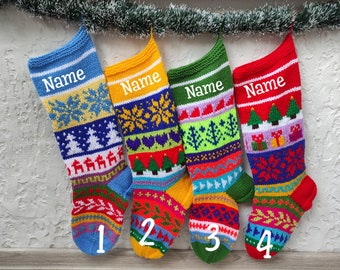 Hand Knit Christmas Stockings Kits, Christmas stocking set vintage
