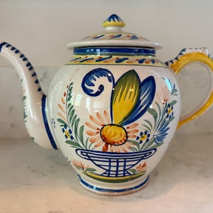 Old Hand Painted Quimper Tea Pot from France